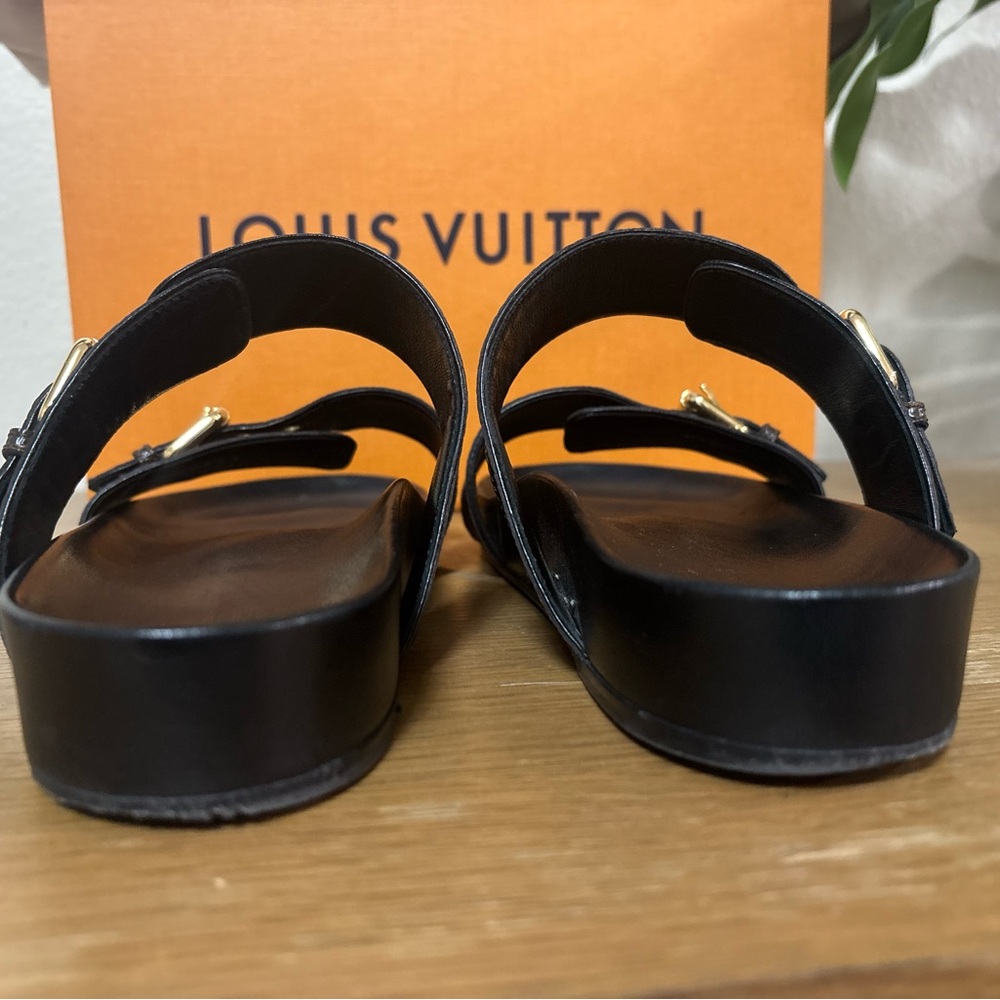 Original Louis Vuitton Bom Dia Flat Mule 1A3R5M Monogram Brown Sandals Size 38 - Picture 10 of 14